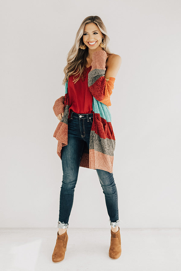 Making Magic Color Block Chenille Cardigan in Tangerine Image - 1