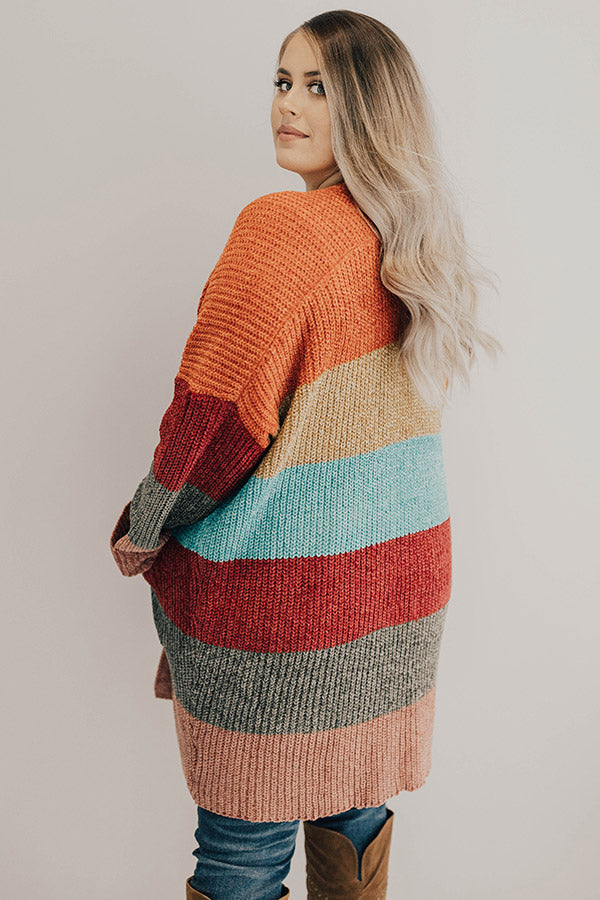 Making Magic Color Block Chenille Cardigan in Tangerine Curves Image - 1