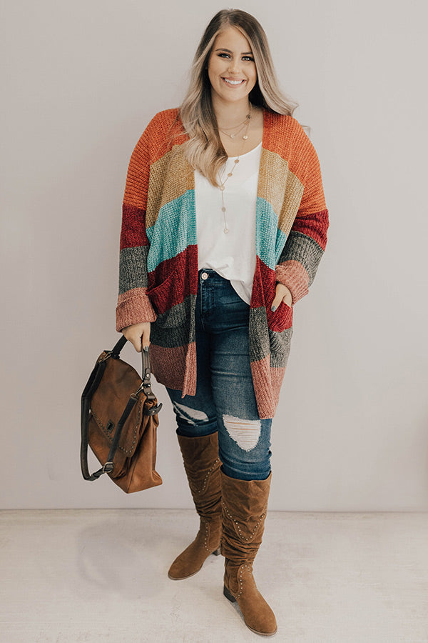 Making Magic Color Block Chenille Cardigan in Tangerine Curves Image - 1
