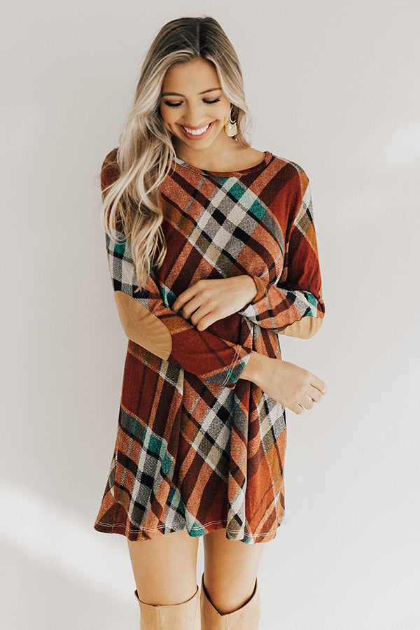 Hey Sugar Plum Plaid Sweater Dress in Rust