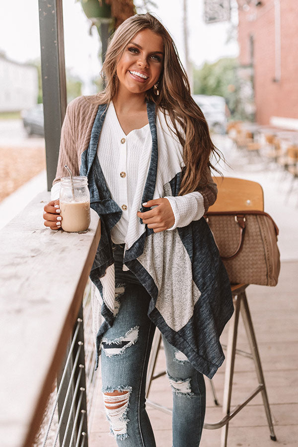Lattes In Lake Tahoe Color Block Cardigan Image - 1