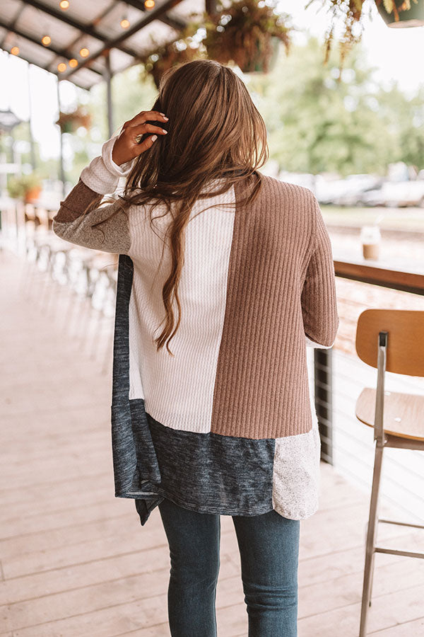 Lattes In Lake Tahoe Color Block Cardigan Image - 1
