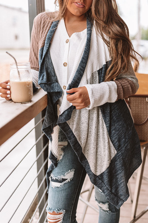 Lattes In Lake Tahoe Color Block Cardigan Image - 1