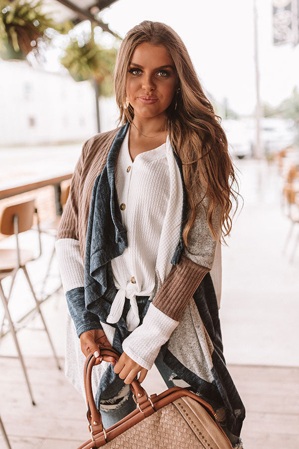 Lattes In Lake Tahoe Color Block Cardigan Image - 1