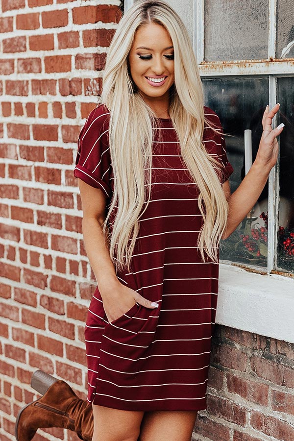 Lined Up Stripe T-Shirt Dress In Wine Impressions Online Boutique Lined Up Stripe T-Shirt Dress In Wine Impressions Online Boutique