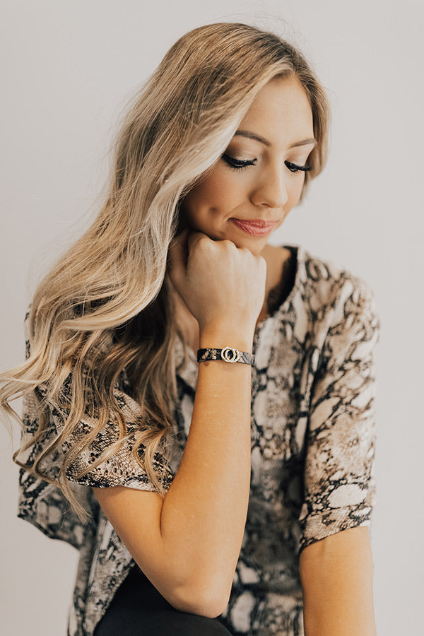 Low Key Obsessed Snake Print Bracelet In Black
