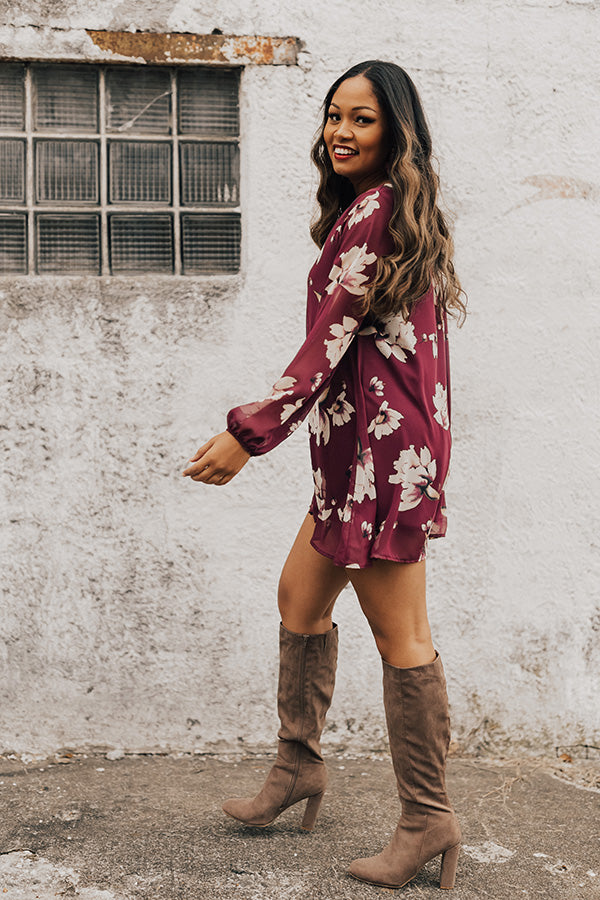 Chiffon On My Mind Floral Tunic Dress in Purple