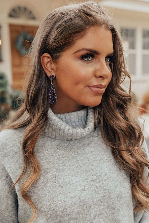Forever Fierce Snake Print Earrings In Grey