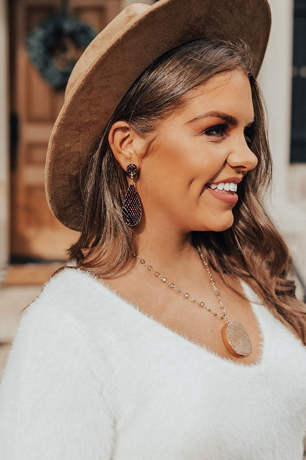 Forever Fierce Snake Print Earrings In Brown