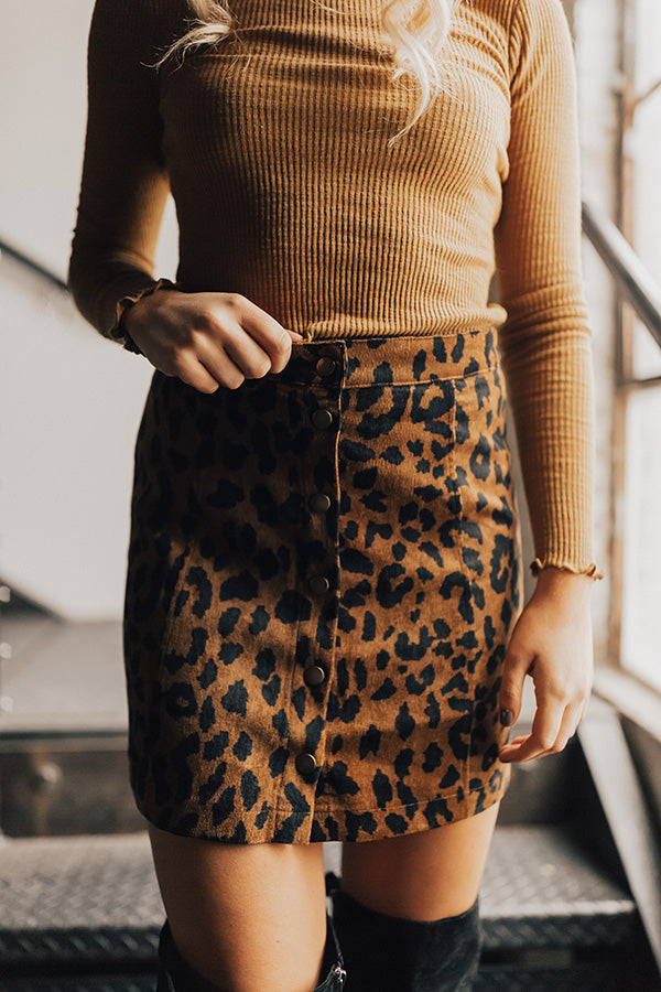 VIP Party Leopard Button Down Skirt
