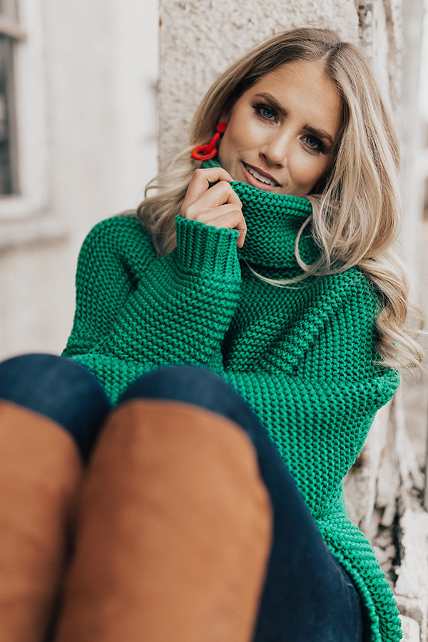 Merry & Bright Knit Shift Sweater in Green