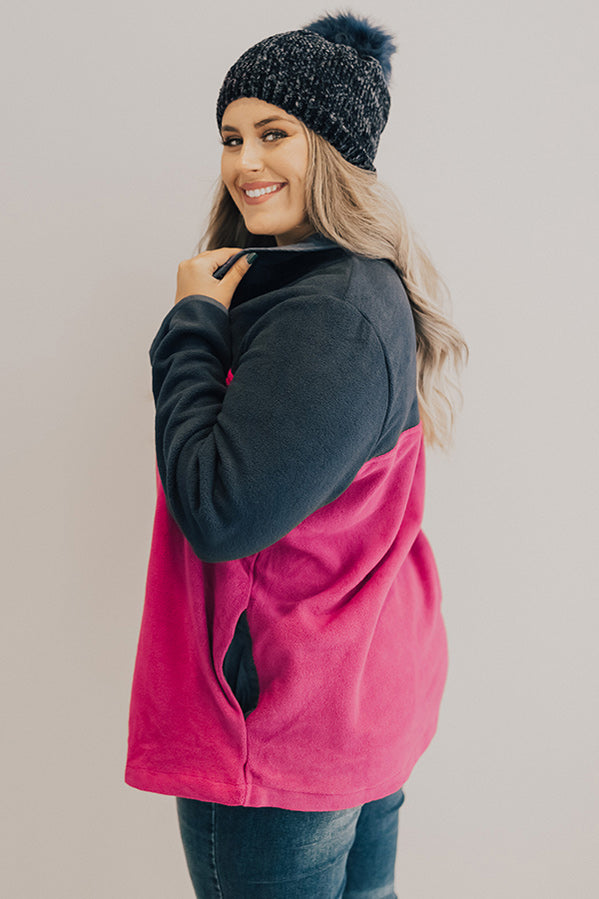 Arctic Chill Fleece Shift Pullover in Fuchsia Curves