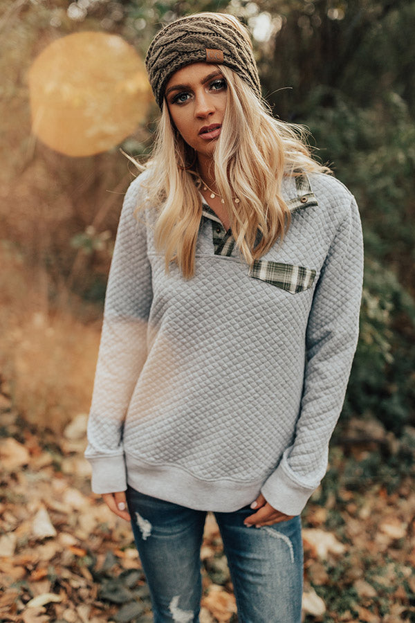 Keep It Cool Quilted Shift Sweater in Light Grey