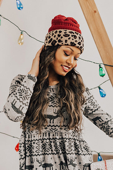 Spotted In The City Leopard Beanie In Wine