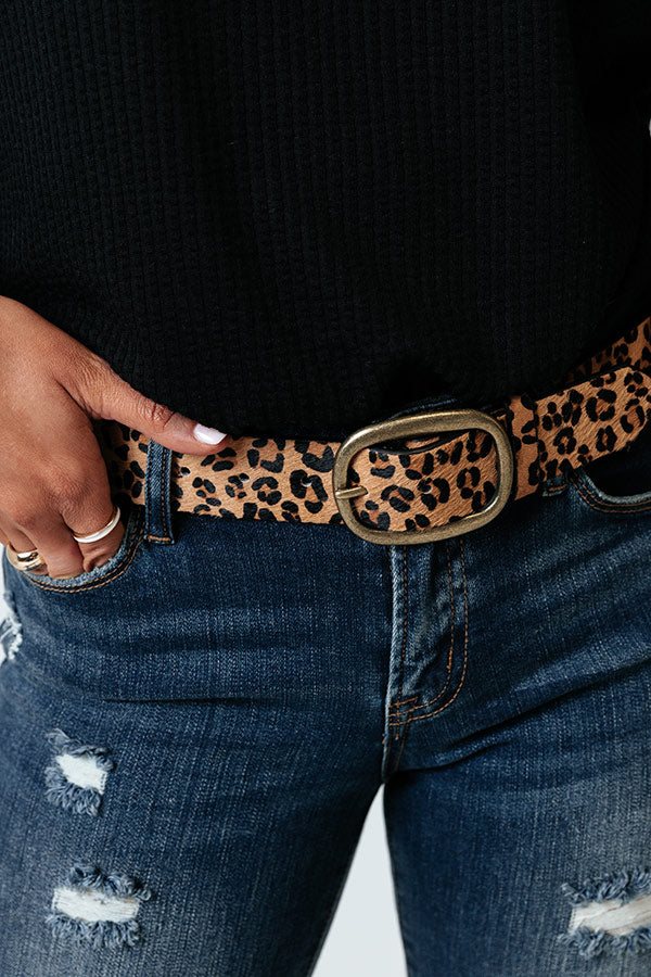 The Camille Leopard Belt in Gold