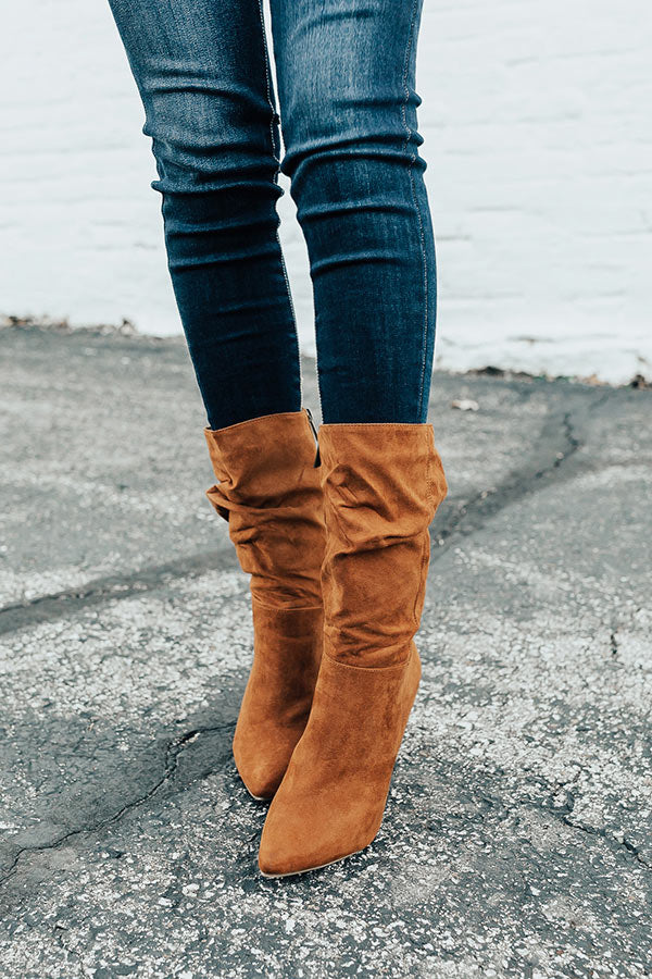 The Rose Faux Suede Boot In Camel