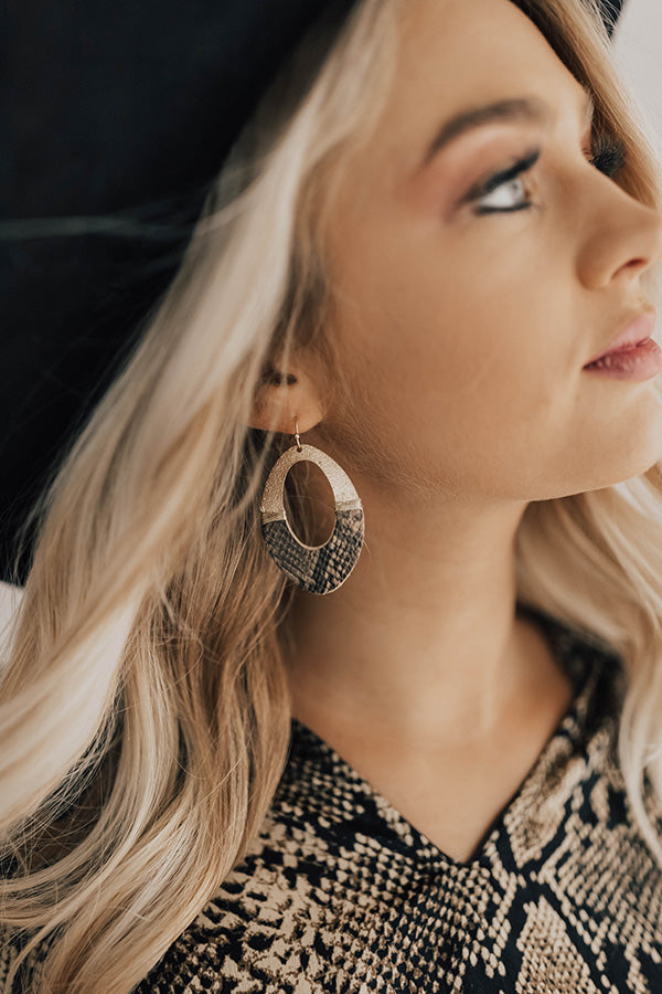 Tour Of Europe Snake Print Earrings In Mocha