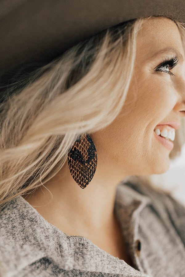Squad Goals Snake Print Earrings in Cinnamon