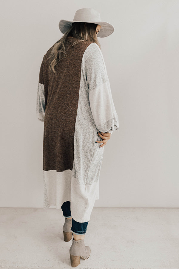 First Class To Vail Colorblock Cardigan in Rustic Rose Curves Image - 1