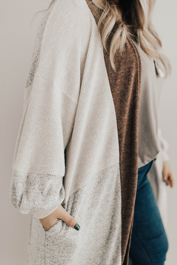 First Class To Vail Colorblock Cardigan in Rustic Rose Curves Image - 1