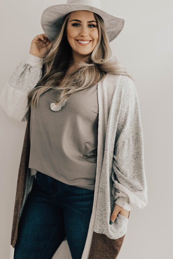 First Class To Vail Colorblock Cardigan in Rustic Rose Curves Image - 1