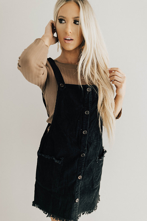 Endlessly Luxe Corduroy Dress In Black