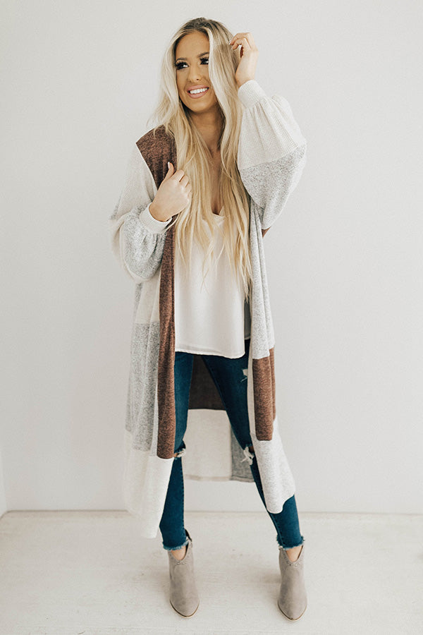 First Class To Vail Colorblock Cardigan in Rustic Rose Image - 1