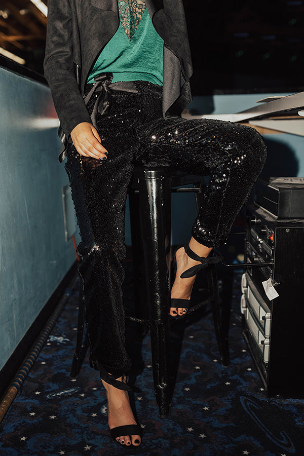 Make It Pop High Waist Sequin Pants in Black