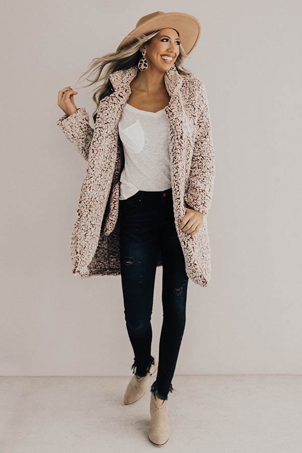 Cozy Gathering Sherpa Cardigan In Wine