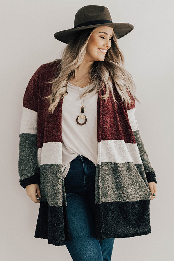 So Cozy Together Color Block Cardigan Curves Image - 1