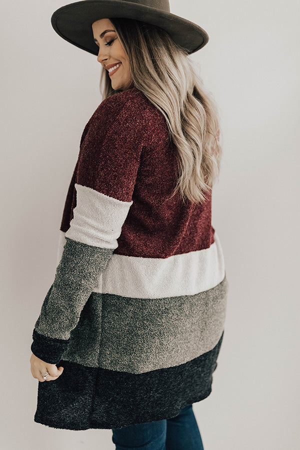 So Cozy Together Color Block Cardigan Curves Image - 1