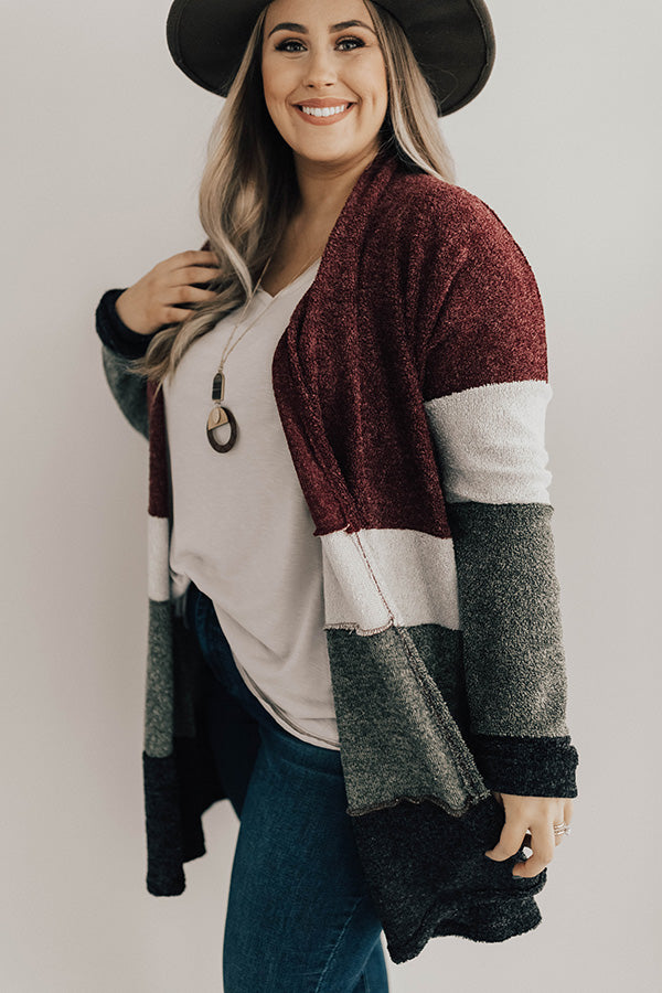 So Cozy Together Color Block Cardigan Curves Image - 1