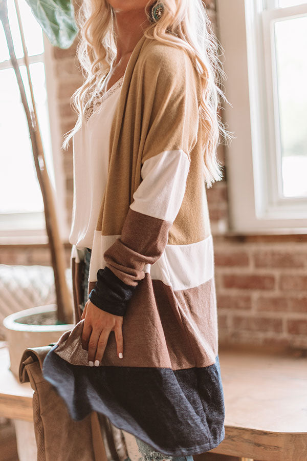 Chill Night Breeze Color Block Cardigan Image - 1