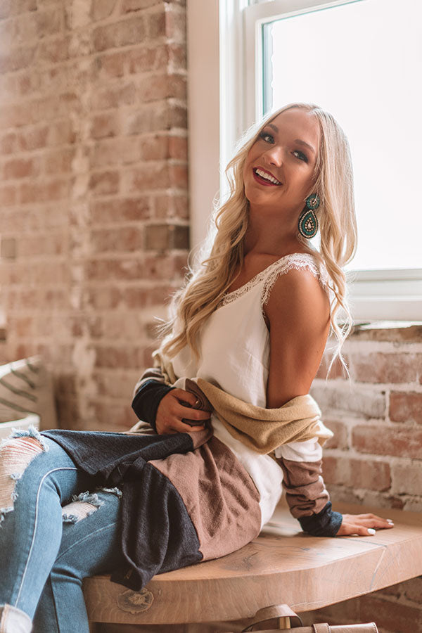 Chill Night Breeze Color Block Cardigan Image - 1