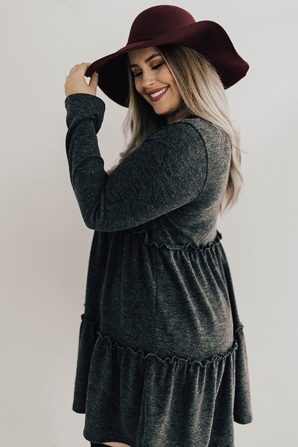 Toast Of The Town Shift Dress In Charcoal Curves Toast Of The Town Shift Dress In Charcoal Curves