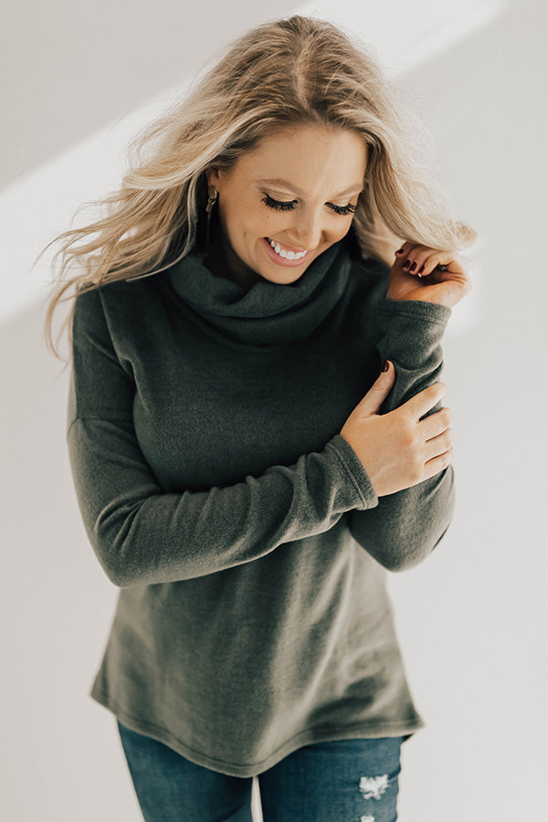 Baby, It's Cold Outside Shift Top in Olive
