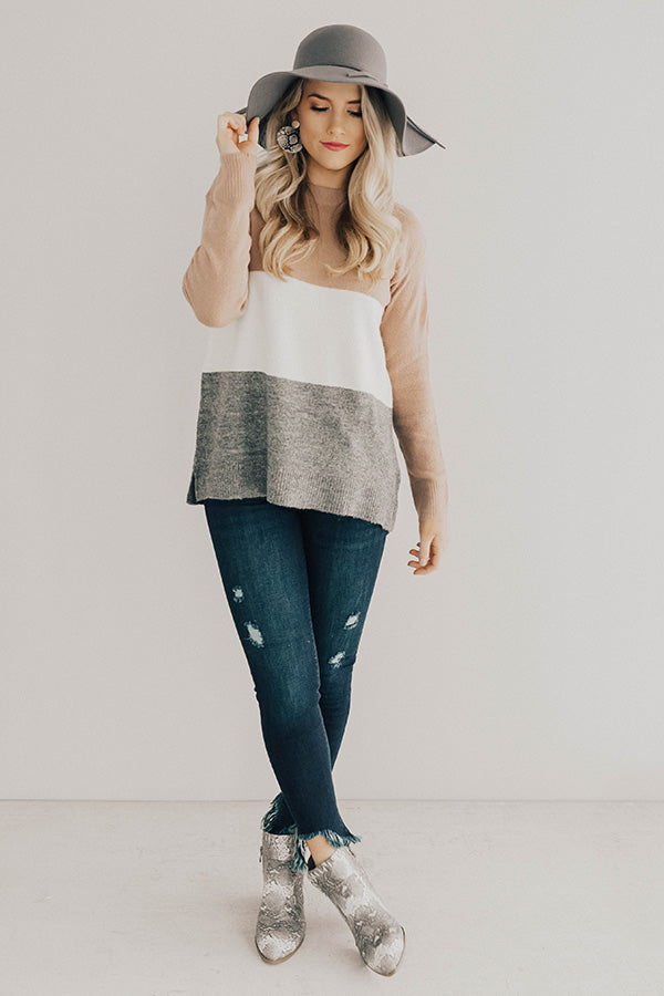 Status Update Colorblock Sweater in Blush