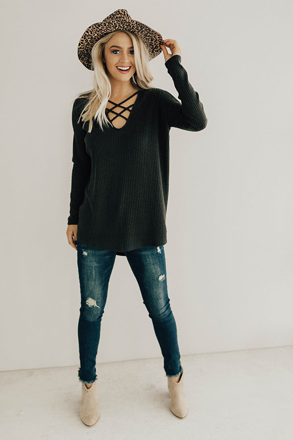 I'll Be By The Fire Shift Top in Dark Olive