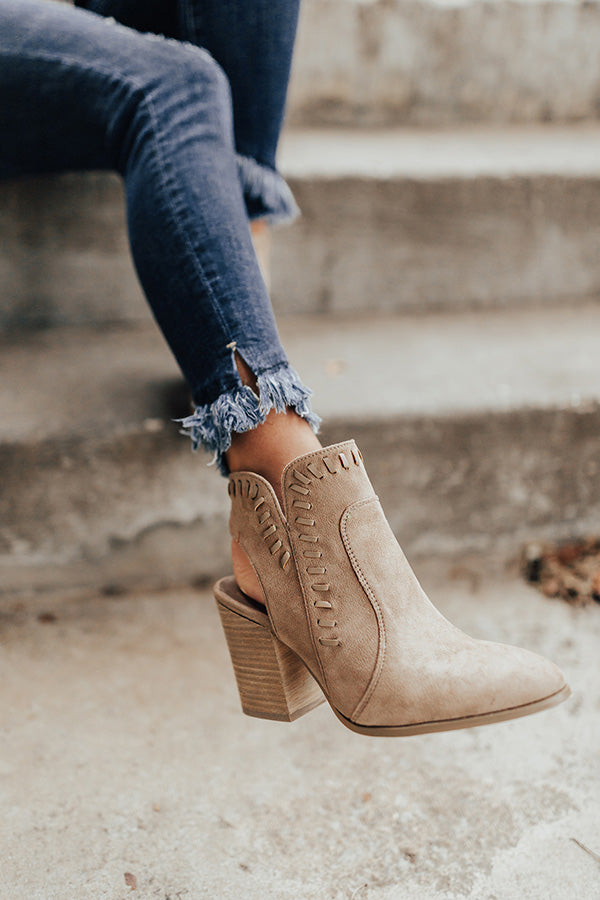 The Brynn Faux Suede Bootie in Taupe