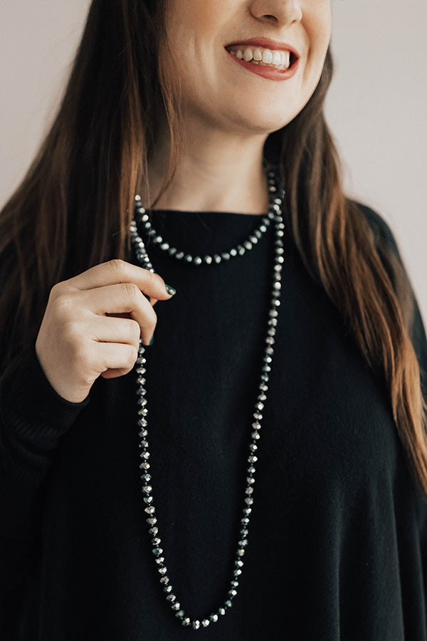 High Shine Crystal Necklace In Slate
