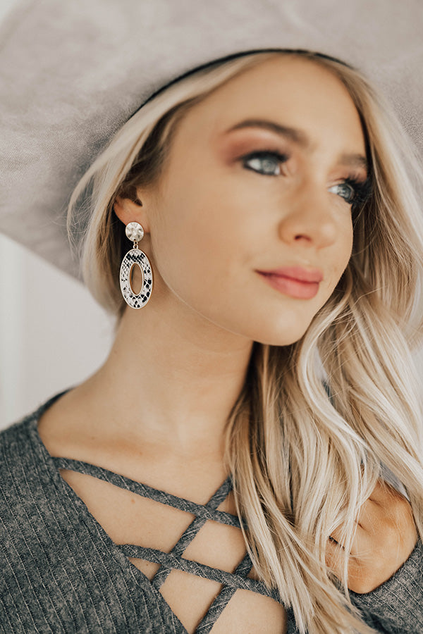 Glimpse Of Glamour Snake Print Earrings In Stone