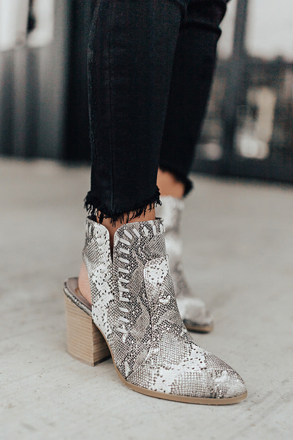 The Brynn Faux Leather Bootie in Snake Print