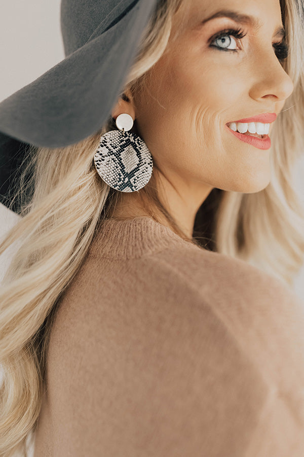 Bombshell Status Snake Print Earrings in Birch