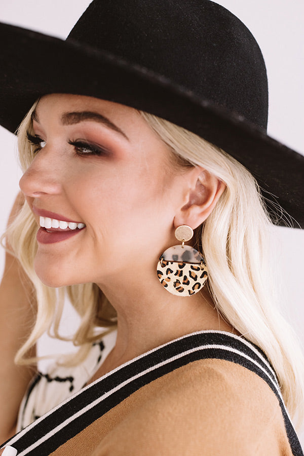 Vip Status Leopard Earrings In Cream
