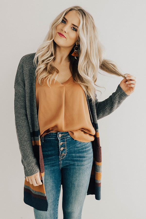 Snowflake Fabulous Stripe Cardigan in Grey