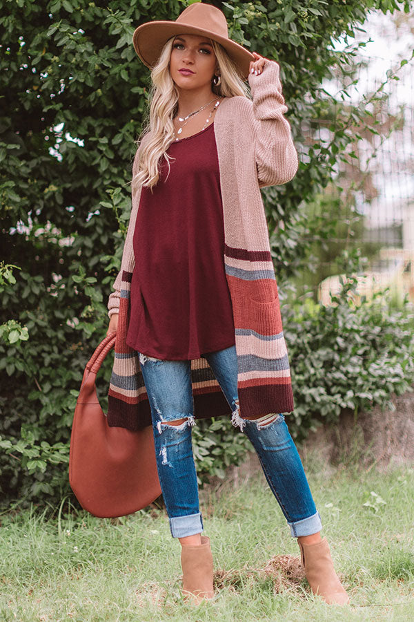 Snowflake Fabulous Stripe Cardigan in Blush