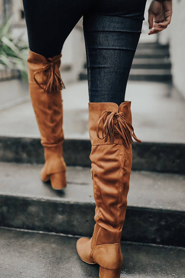 The London Faux Suede Over The Knee Boot in Copper