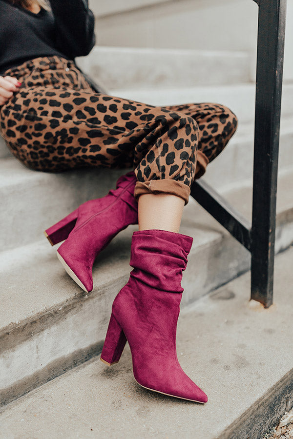 The Liz Faux Suede Boot in Wine