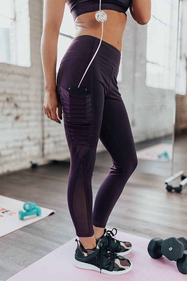 Crushed It High Waist Moto Legging in Royal Plum