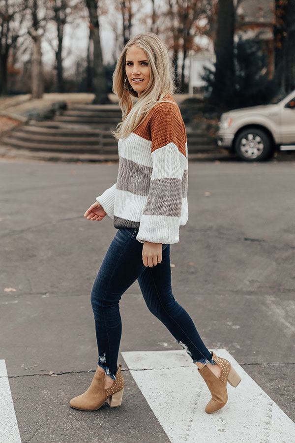 Sipping Chardonnay Color Block Sweater In Copper Image - 1